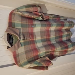 Polo by Ralph Lauren polo shirt Men's L Mauve cream pastels plaid